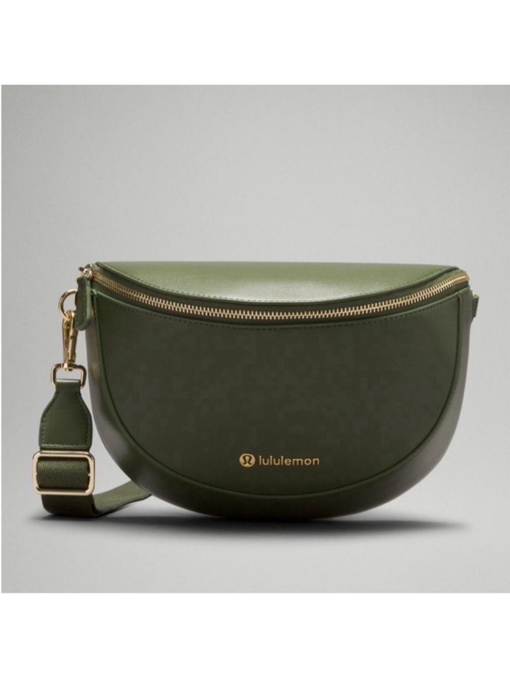 lululemon Olive Green Half-Moon Crossbody with Gold Hardware